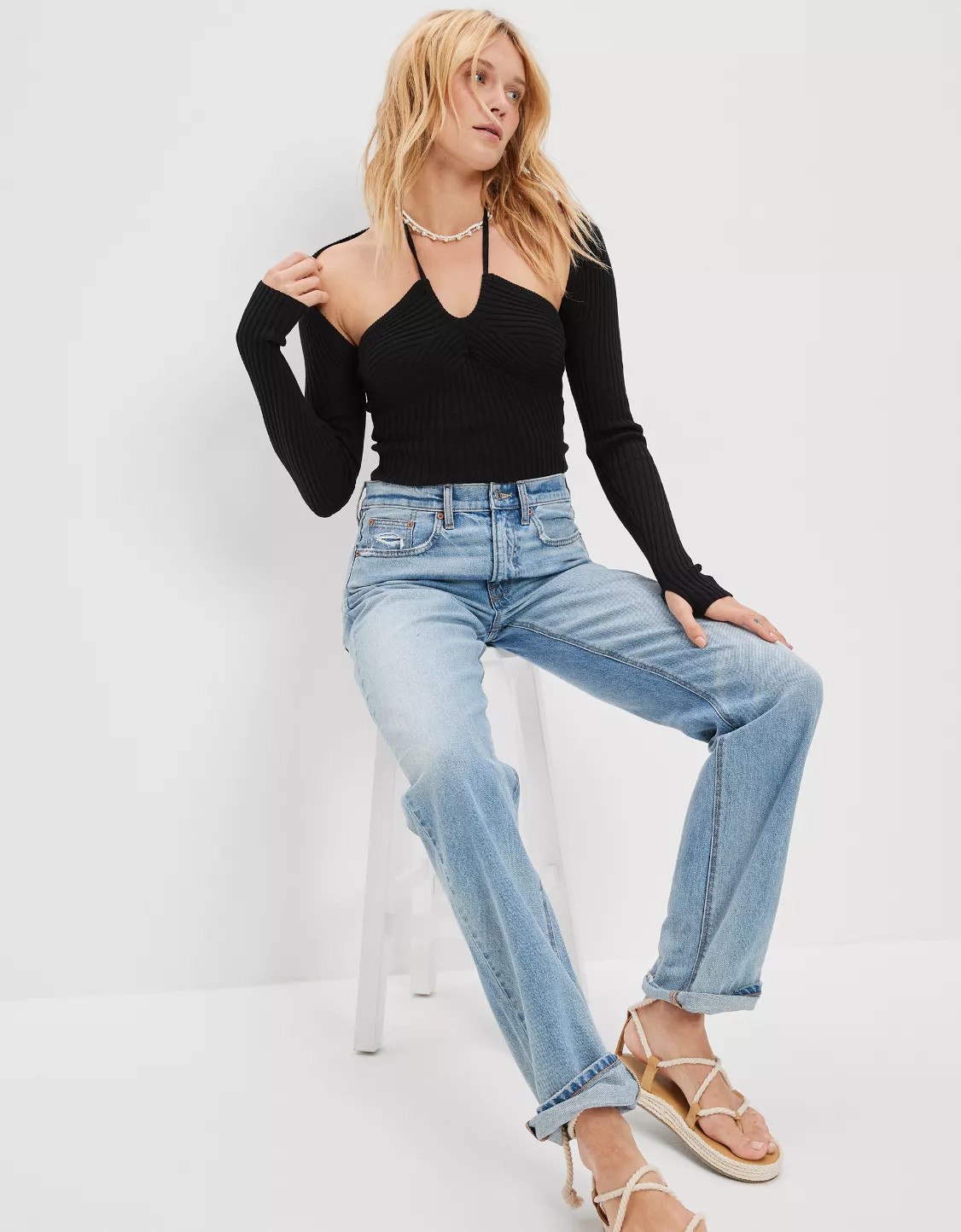 AE One-Piece Halter Tank + Shrug Set | American Eagle Outfitters (US & CA)