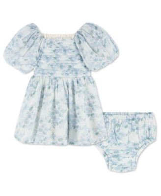 Baby Girls' Puff Sleeve Dress and Diaper Cover, 2-Piece Set | Macy's