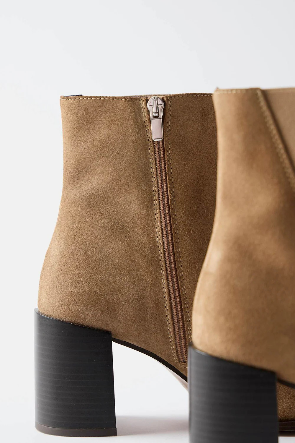 Noa Neutral Suede Block Heel Boots | Mint Velvet