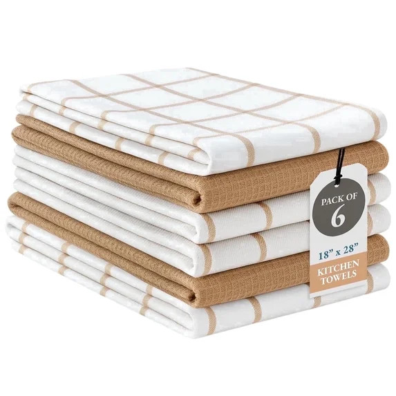 Kitchen Towels Set - Pack of 6 Cotton Dish Towels for Drying Dishes, 18”x 28”, Kitchen Hand T... | Walmart (US)
