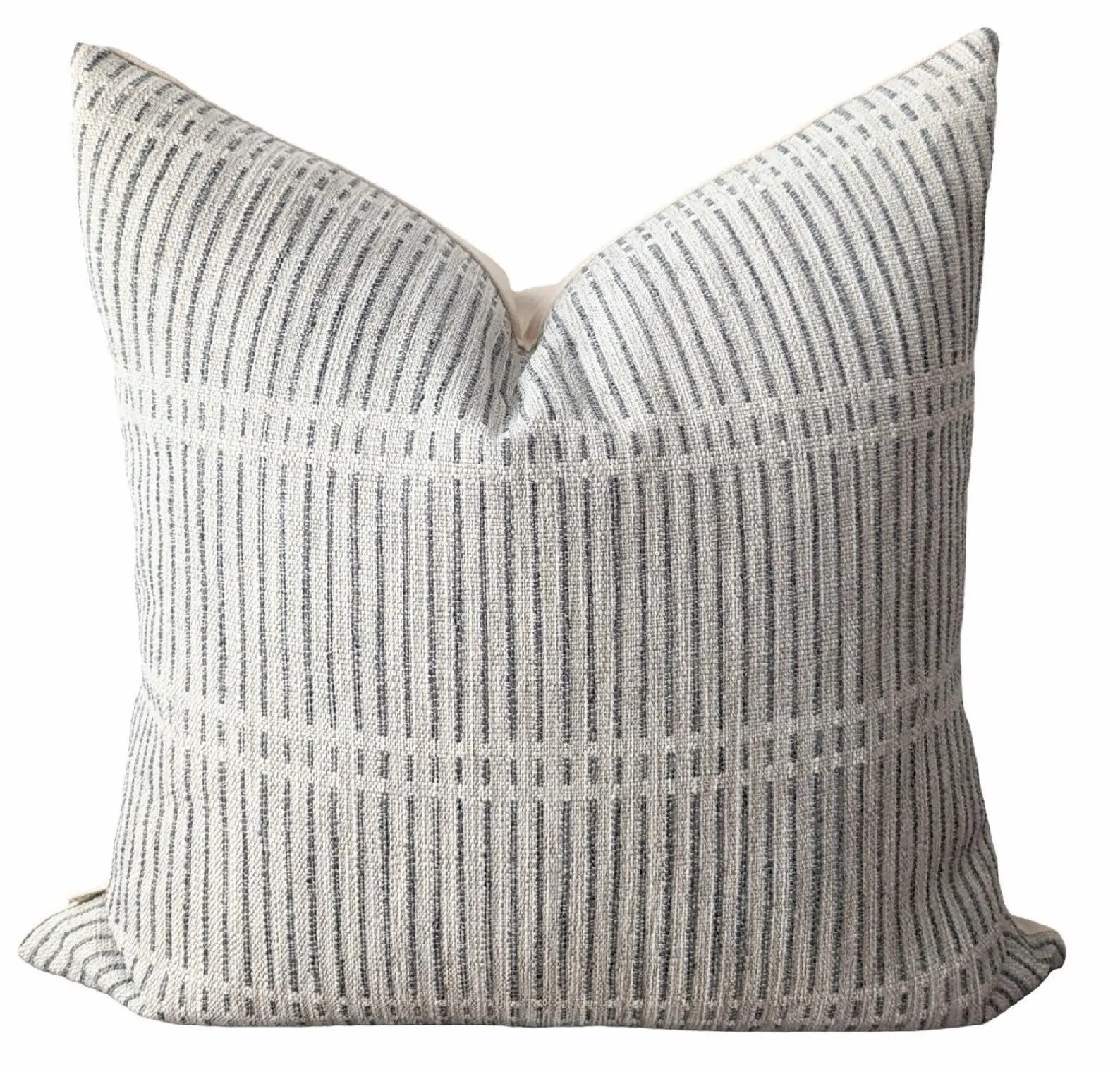 Beige & Blue Striped Accent Pillow - Neutral Classic Decor, Vertical Design, Coastal Vibe - Etsy | Etsy (US)