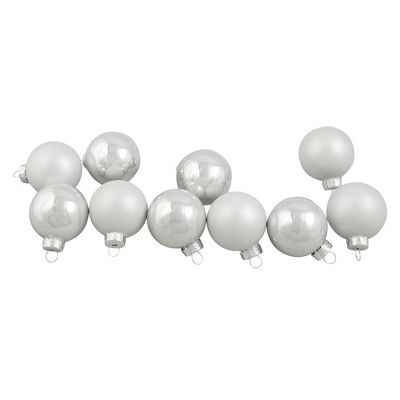 Northlight 10ct White Shiny and Matte Glass Ball Christmas Ornaments 1.75" (45mm) | Target