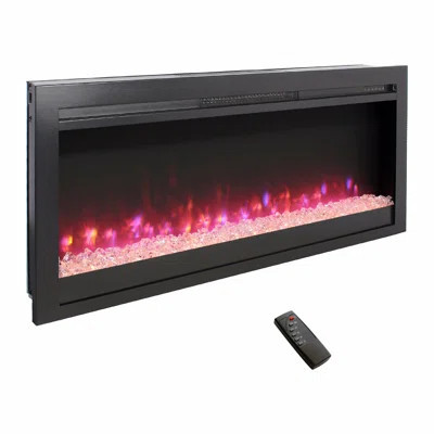 44 Inch In Wall Recessed Electric Fireplace With Remote And Multi Color Flame & Emberbed, LED Light Heater | Wayfair North America