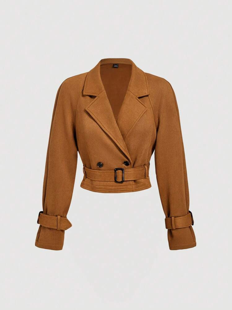 SHEIN MOD Women's Suede Short Trench Coat, Autumn Outerwear | SHEIN