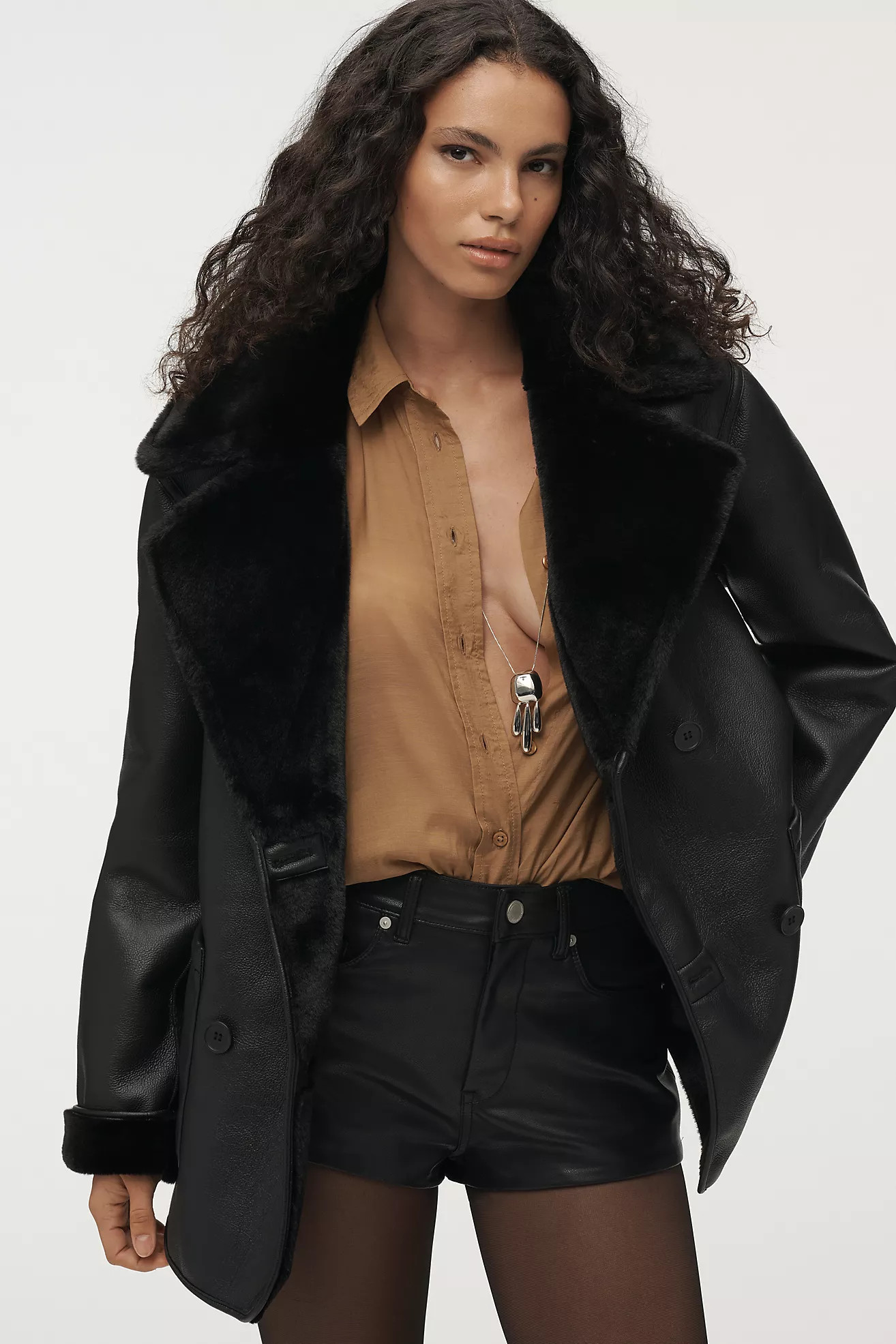 By Anthropologie Faux-Shearling Reversible Coat | Anthropologie (US)