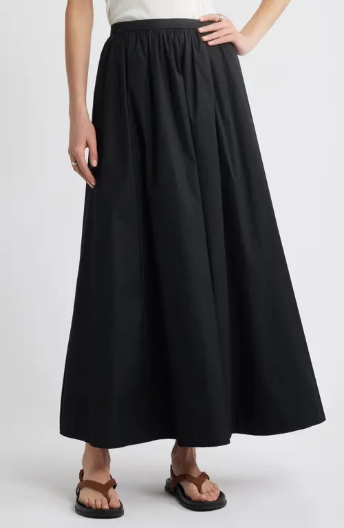 Open Edit Cotton Poplin Maxi Skirt in Black at Nordstrom, Size Small | Nordstrom