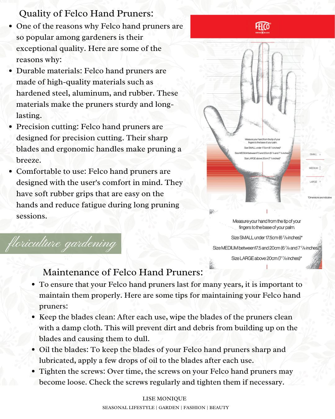 𝗦𝗵𝗼𝗽 ~ 𝗙𝗹𝗼𝗿𝗶𝗰𝘂𝗹𝘁𝘂𝗿𝗲 𝗖𝗼𝗹𝗹𝗲𝗰𝘁𝗶𝗼𝗻

✅ 𝘗𝘭𝘦𝘢𝘴𝘦 𝘧𝘰𝘭𝘭𝘰𝘸 𝘮𝘺 𝘓𝘛𝘒 𝘚𝘩𝘰𝘱, 𝘢𝘯𝘥 𝘮𝘢𝘬𝘦 𝘴𝘶𝘳𝘦 𝘵𝘰 𝘱𝘳𝘦𝘴𝘴 𝘵𝘩𝘦 𝙎𝙐𝘽𝙎𝘾𝙍𝙄𝘽𝙀 𝘽𝙐𝙏𝙏𝙊𝙉 𝘵𝘰𝘰! 𝘠𝘰𝘶 𝘸𝘪𝘭𝘭 𝘣𝘦 𝘯𝘰𝘵𝘪𝘧𝘪𝘦𝘥 𝘢𝘴 𝘴𝘰𝘰𝘯 𝘢𝘴 𝘐 𝘱𝘰𝘴𝘵 𝘰𝘯 𝘮𝘺 𝘴𝘵𝘰𝘳𝘦! 𝘐 𝘢𝘮 𝘢𝘯 𝘢𝘷𝘪𝘥 𝘨𝘢𝘳𝘥𝘦𝘯𝘦𝘳 𝘢𝘯𝘥 𝘸𝘪𝘭𝘭 𝘣𝘦 𝘩𝘢𝘷𝘪𝘯𝘨 𝘮𝘢𝘯𝘺 𝘷𝘪𝘥𝘦𝘰𝘴 𝘱𝘰𝘴𝘵𝘦𝘥 𝘸𝘪𝘵𝘩 𝘢𝘭𝘭 𝘴𝘰𝘳𝘵𝘴 𝘰𝘧 𝘵𝘪𝘱𝘴, 𝘢𝘯𝘥 𝘪𝘯𝘴𝘱𝘪𝘳𝘢𝘵𝘪𝘰𝘯!  
 ~ 𝙘𝙝𝙖𝙧𝙩 𝙩𝙤 𝙢𝙚𝙖𝙨𝙪𝙧𝙚 𝙩𝙝𝙚 𝙨𝙞𝙯𝙚 𝙤𝙛 𝙁𝙚𝙡𝙘𝙤 𝙜𝙖𝙧𝙙𝙚𝙣 𝙩𝙤𝙤𝙡𝙨 ♡
When I first started out gardening, I purchased according to my budget I felt comfortable with. That being said, I know I spent way more on gardening tools that would only last a season, or two and usually failed, went rusty or worse just broke. I would inevitably have to repurchase over and over. They just did not stand the test of time. Finally, tiring of this repeat buying, I started investing in 𝘲𝘶𝘢𝘭𝘪𝘵𝘺 garden tools. Every year at the beginning of the season I would purchase a good quality garden tool or two. And…slowly the repeat buying slowed down. Considerably. 
Not only that, My gardening became more pleasurable, the tasks just easier, and sometimes crazy great! 
If you’re a gardener you will understand, the joy of working your garden using high quality tools and how much more enjoyable the tasks are.

I will be sharing my collection of gardening tools over this gardening season on video form so we all know how to maintain these amazing tools so they last. 




#dewit #sneedoer #felco #pruners #secateurs #gardening #gardentools 

#LTKHome #LTKMens #LTKSeasonal