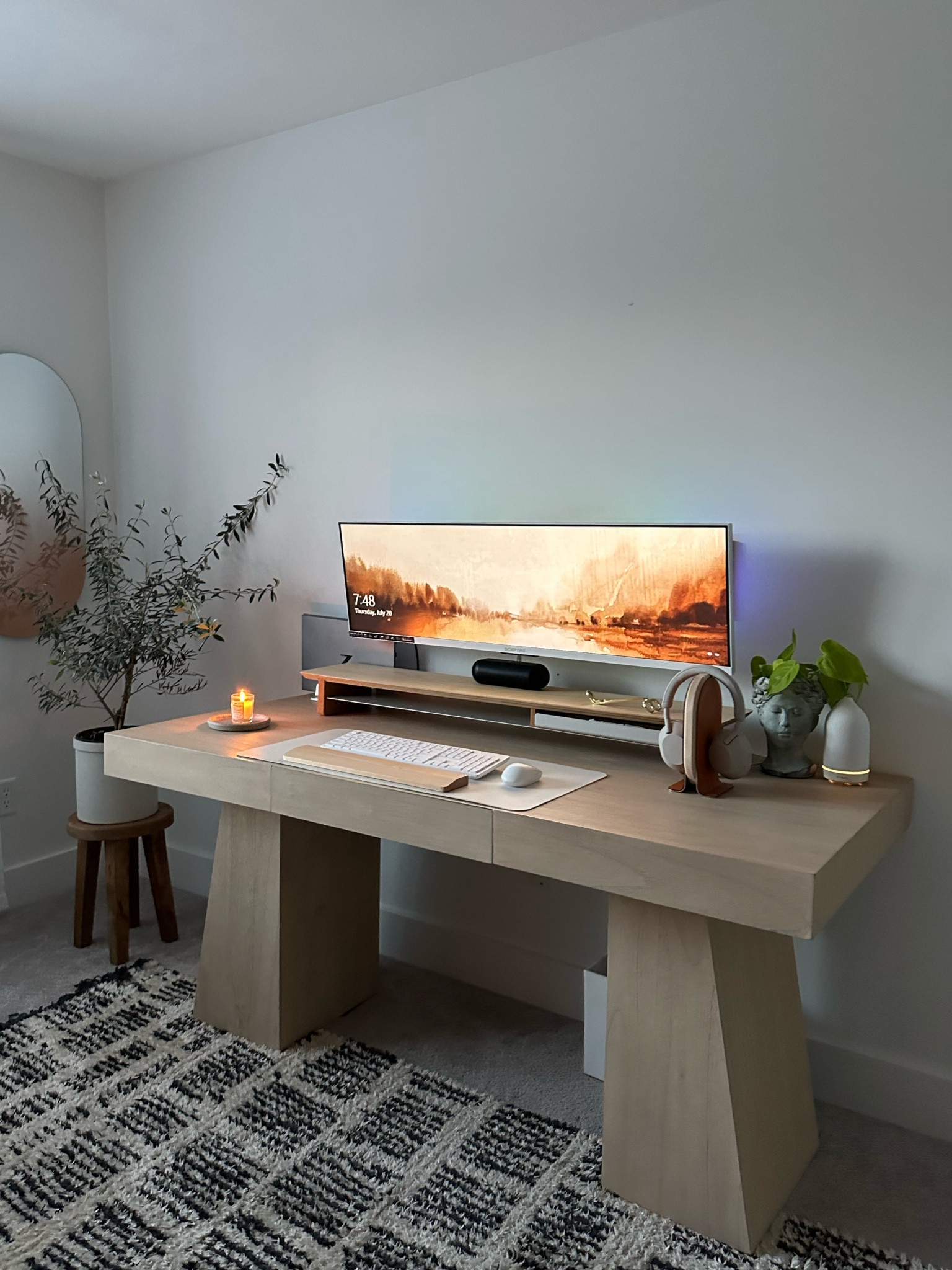 New desk setup with ultrawide monitor (:
Desk shelf and headphone stand from grovemade! HOMEISMYREFUGE is my code <3

#LTKBacktoSchool #LTKhome #LTKunder100
