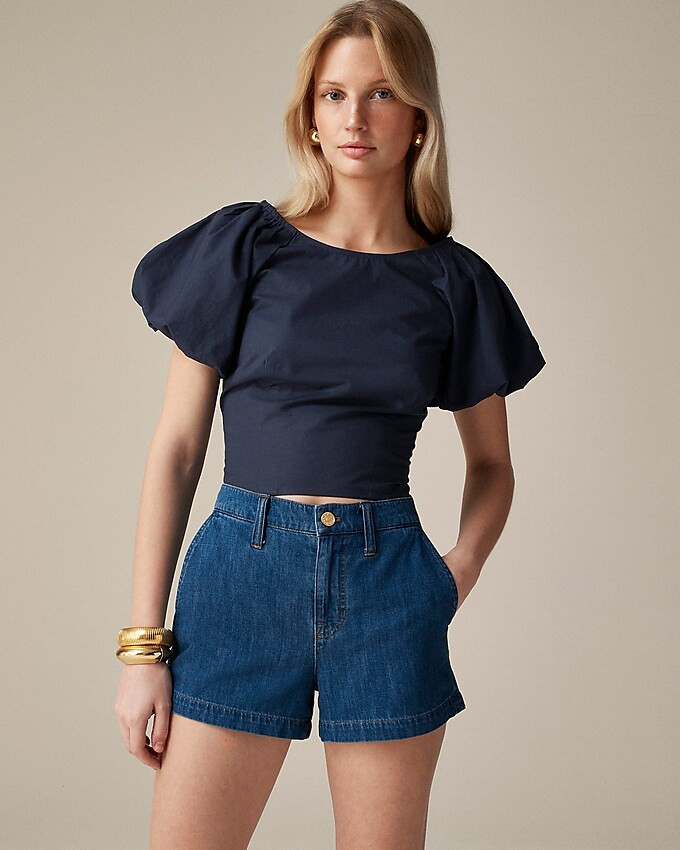 Fitted puff-sleeve top | J. Crew US
