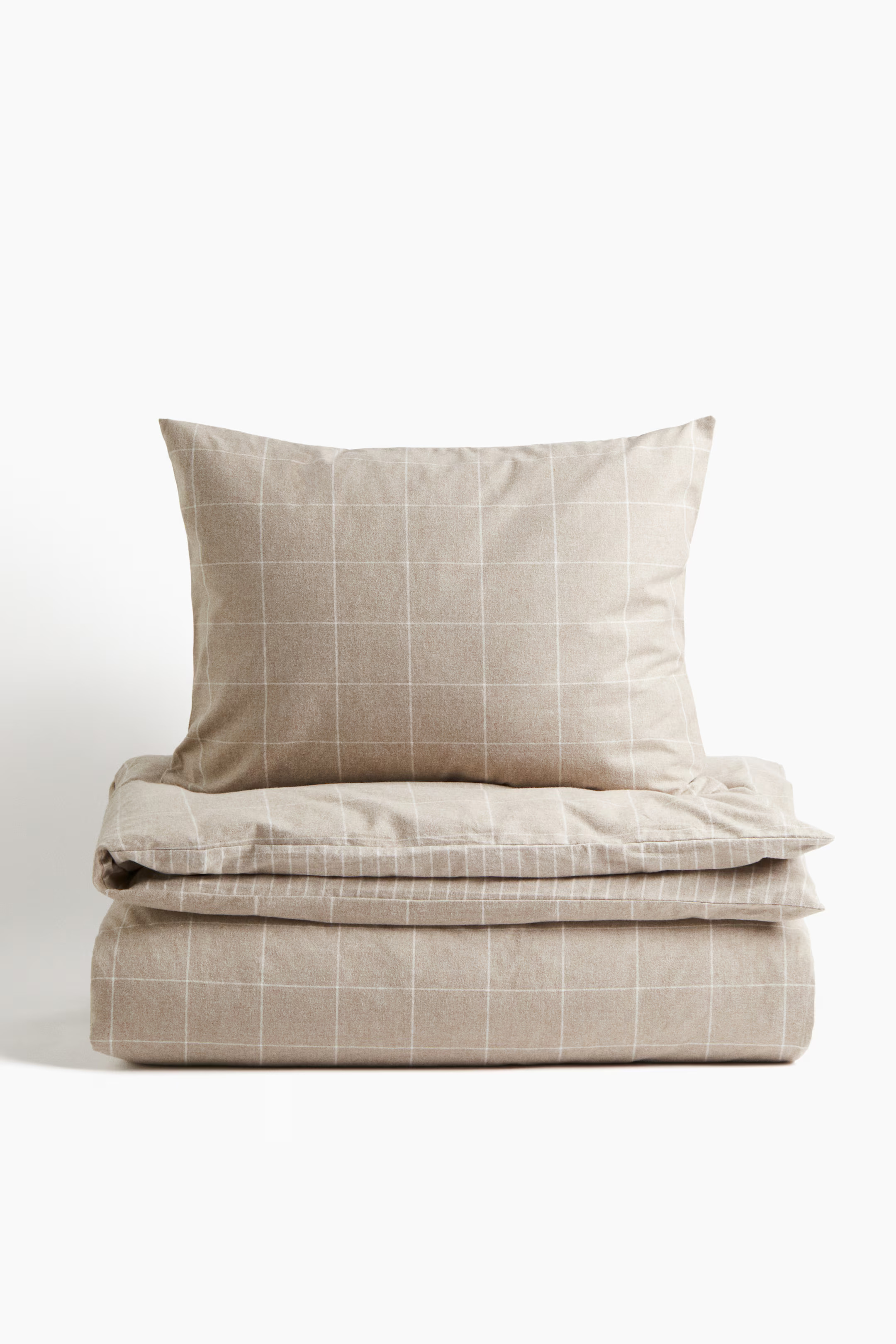 Parure de couette lit simple en flanelle - Beige/motif - Home All | H&M FR | H&M (FR, IT, ES, PT, BE)