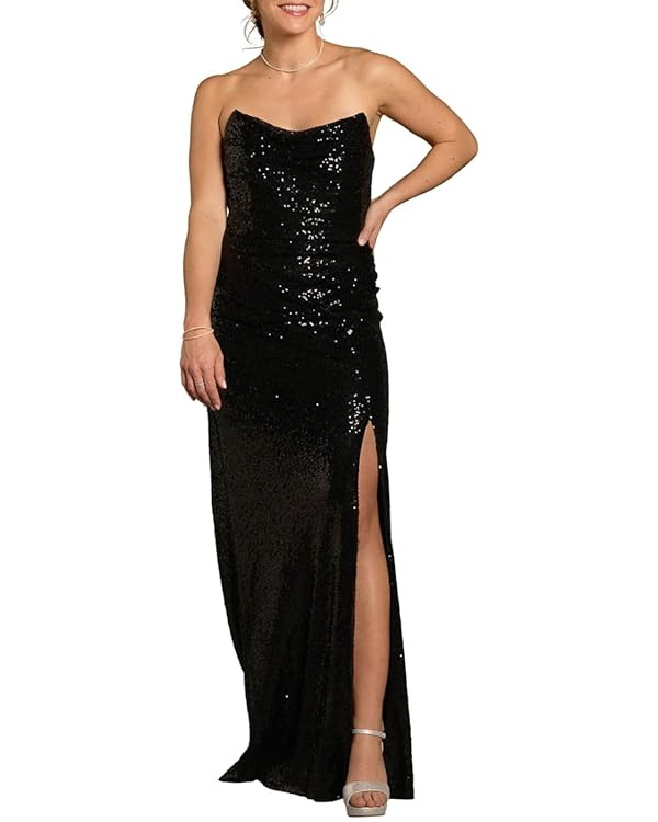 David's Bridal Sculpted Strapless Neckline Sequin Sheath Dress | Amazon (US)