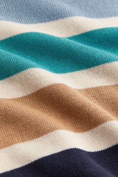Jacquard Knit Cotton Sweater - Natural white/Stripe - Kids | H&M AU | H&M (AU)