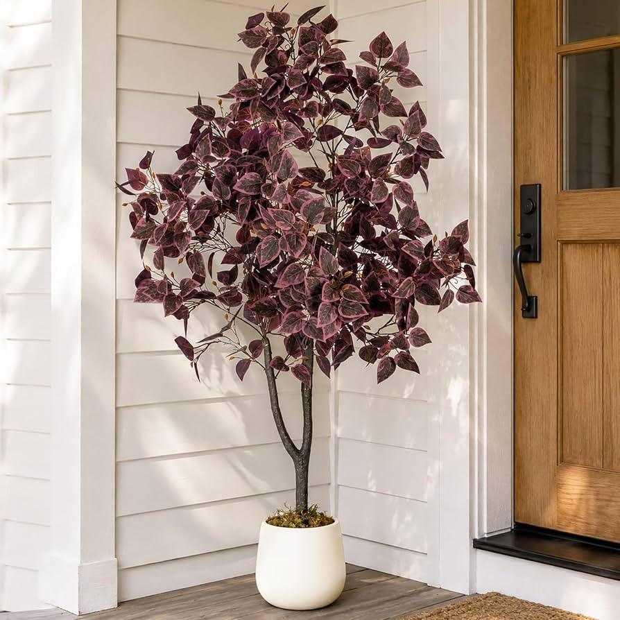 BLOSMON 4ft Fall Trees for Porch Decor, Faux Plum Cimicifuga Tree with Pot | Amazon (US)