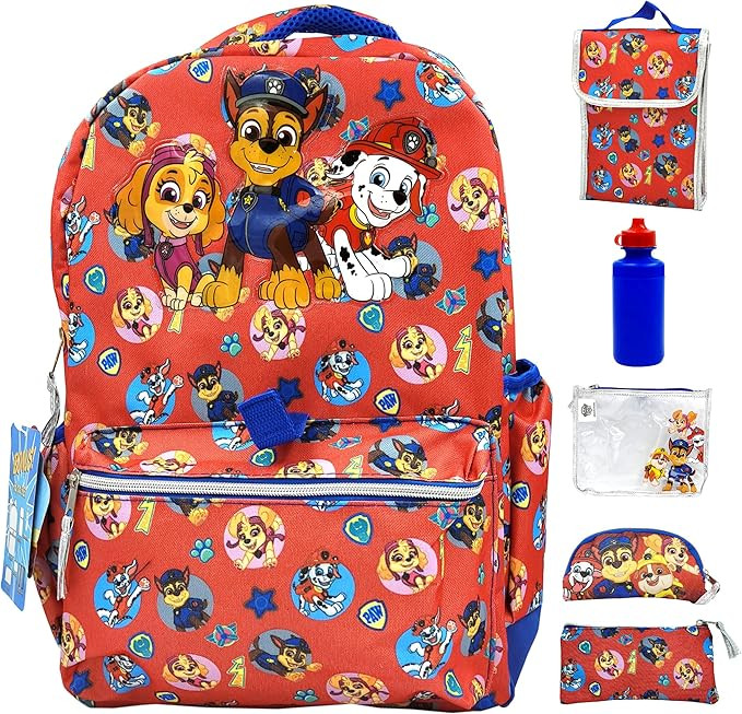 Fast Forward Paw Patrol Backpack Large 16 inch 6-piece Set for Kids, Paw Patrol Book Bag with Lun... | Amazon (US)