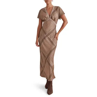 Splendid Brynley Print Maxi Dress in Taupe at Nordstrom, Size Large | Nordstrom