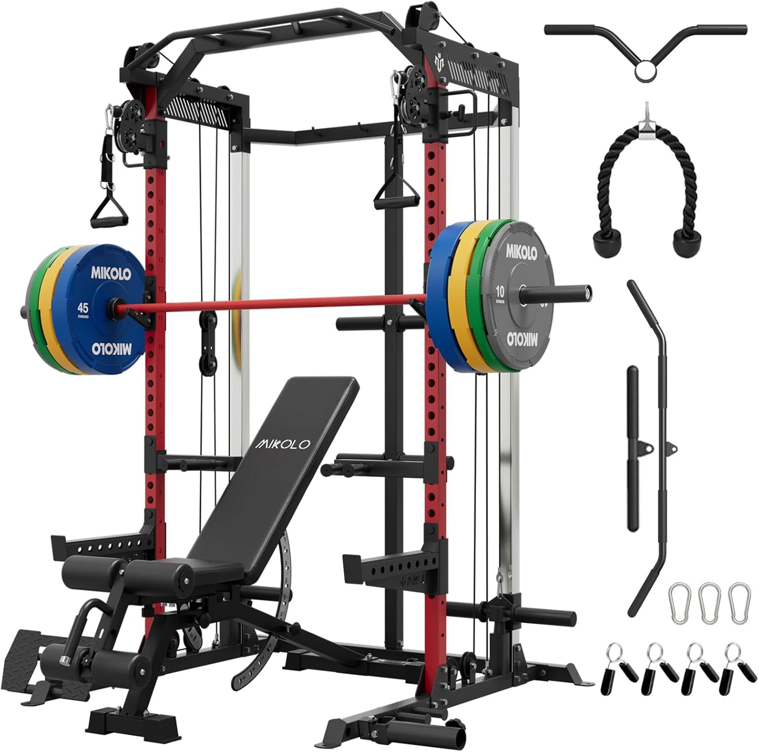 Mikolo Power Cage, 2000LB Power Rack with Independent Dual Pulley System, Multi-Function Home Gym... | Amazon (US)