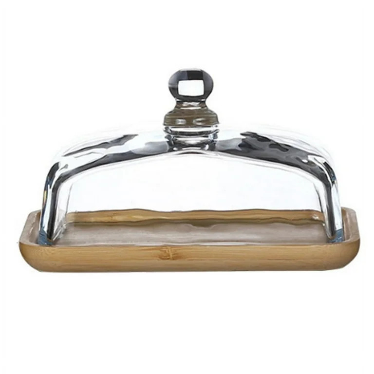 Bamboo Butter Dish with Glass Lid - Clear Butter Tray for Refrigerator&Counter for Butter,Block o... | Walmart (US)