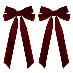 2PCS Velvet Hair Bows Red Hair Ribbon Clips Big Fall Alligator Clips Hair Accessories for Women G... | Amazon (US)
