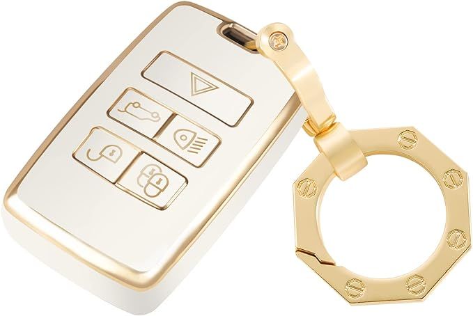 YHC Key Fob Cover Car Key Case Shell with Gold KeyChain fit Land Rover Vogue Range Discovery Rove... | Amazon (US)