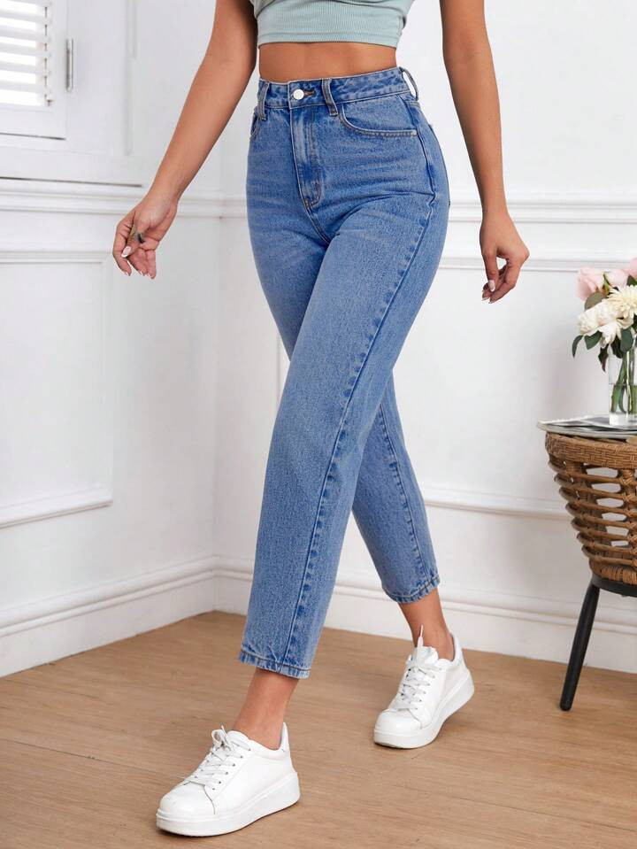 High Waist Mom Fit Jeans | SHEIN