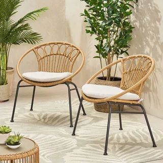 Banya Outdoor Faux Wicker Chairs (Set of 2) by Christopher Knight Home | Bed Bath & Beyond