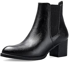 Women's Chelsea Boots Chunky Heel Slip On Ankle Booties with Elastic Sided | Amazon (US)