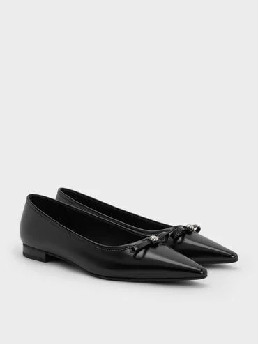 Bow Pointed Ballet Flats
    
         - Black | Charles & Keith UK