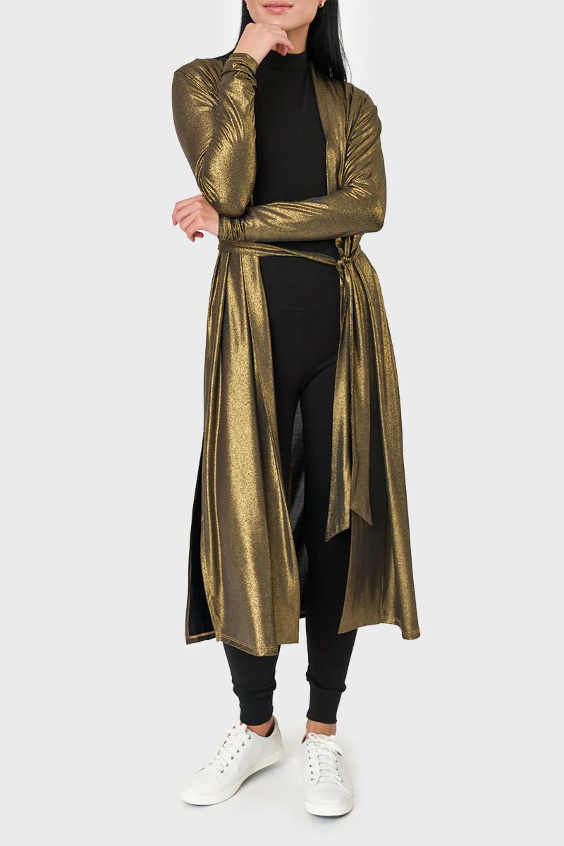 Foil Knit Duster with Self-Tie Belt | Gibson