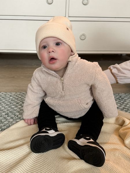 Baby outfit - Sherpa pullover is bogo half off (runs tts) // joggers are out of stock, but linking another color! // baby beanie // baby dunks // baby style // 

#LTKbaby #LTKsalealert #LTKstyletip