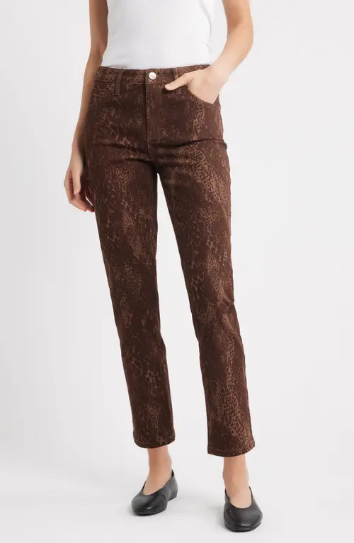 CITY BLUES Snakeskin Print Ankle Skinny Jeans in Brown at Nordstrom, Size 2 | Nordstrom