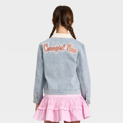Girls' Toy Story Cowgirl Jessie Corduroy Collar Denim Jacket - Off-White/Blue | Target