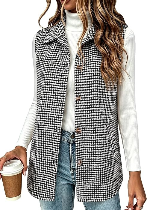 Zeagoo Plaid Vest for Women Flannel Jackets Sleeveless Button Down Shirts | Amazon (US)