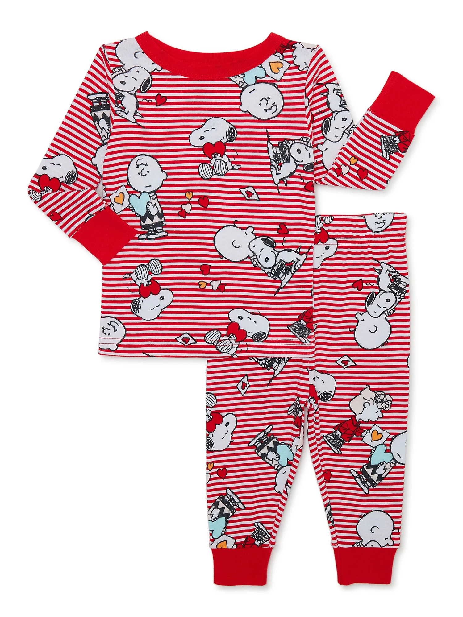 Peanuts Snoopy and Charlie Brown Toddler Unisex Valentine's Day Long Sleeve Top and Pants, 2-Piec... | Walmart (US)
