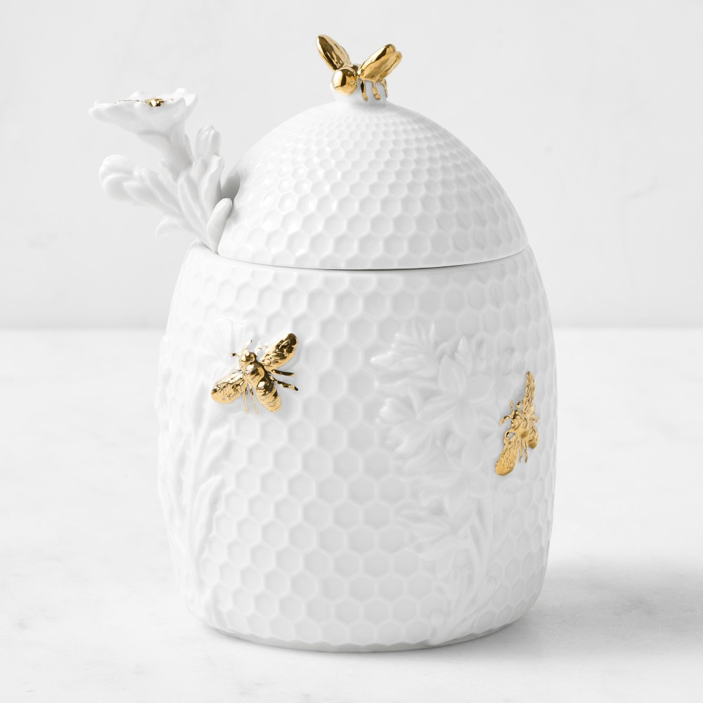 Williams Sonoma Honeycomb Porcelain Figural Honey Pot | Williams-Sonoma
