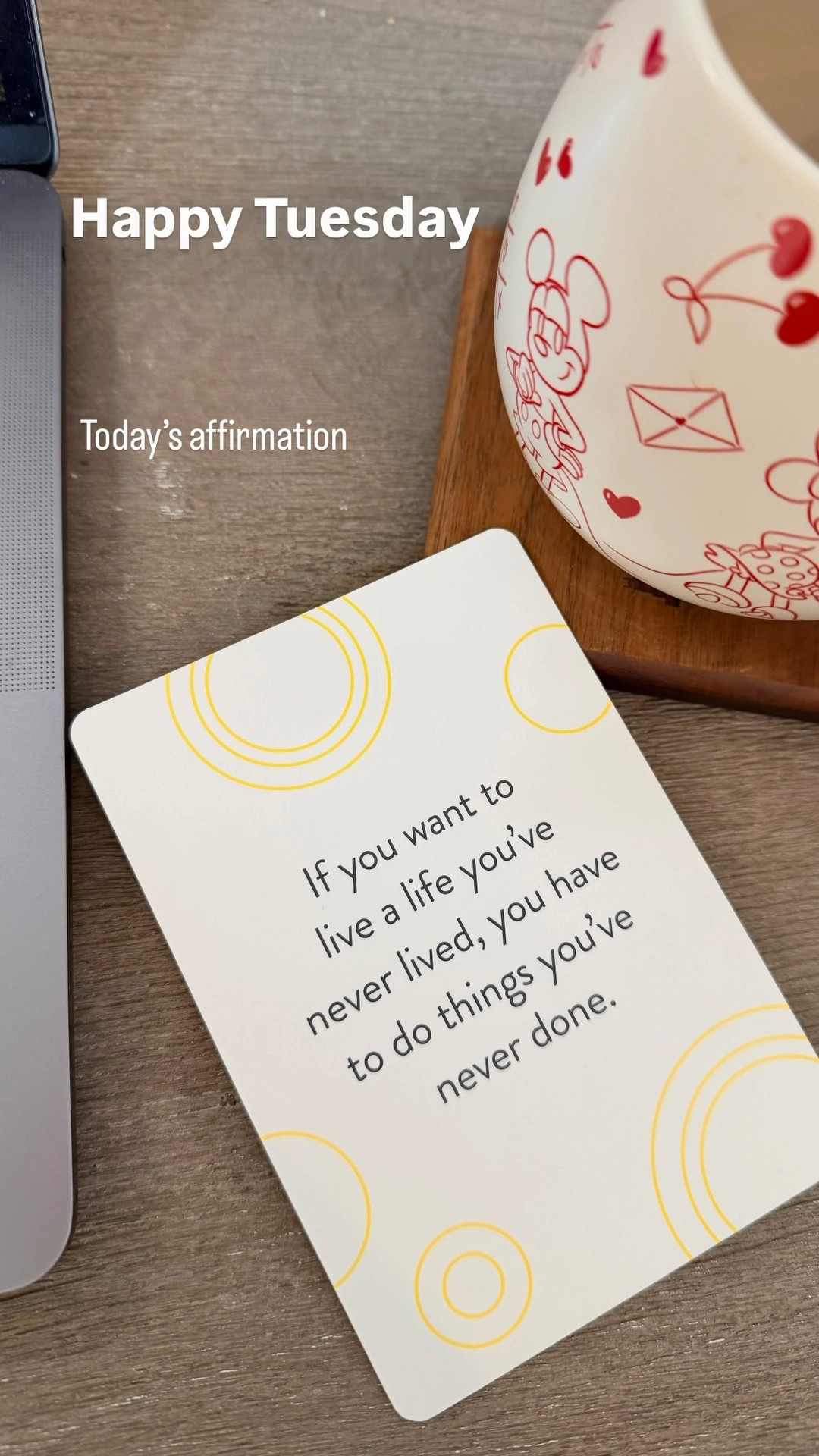 Slow morning with a cup of coffee, Valentine’s Day edition, and an affirmation to start the day and set the tone for what’s to come.
If you’re into manifesting or spirituality, pulling a daily affirmation is such a simple way to anchor your energy and be more intentional with your day.

#LTKselfcare #LTKValentine #LTKmorningroutine