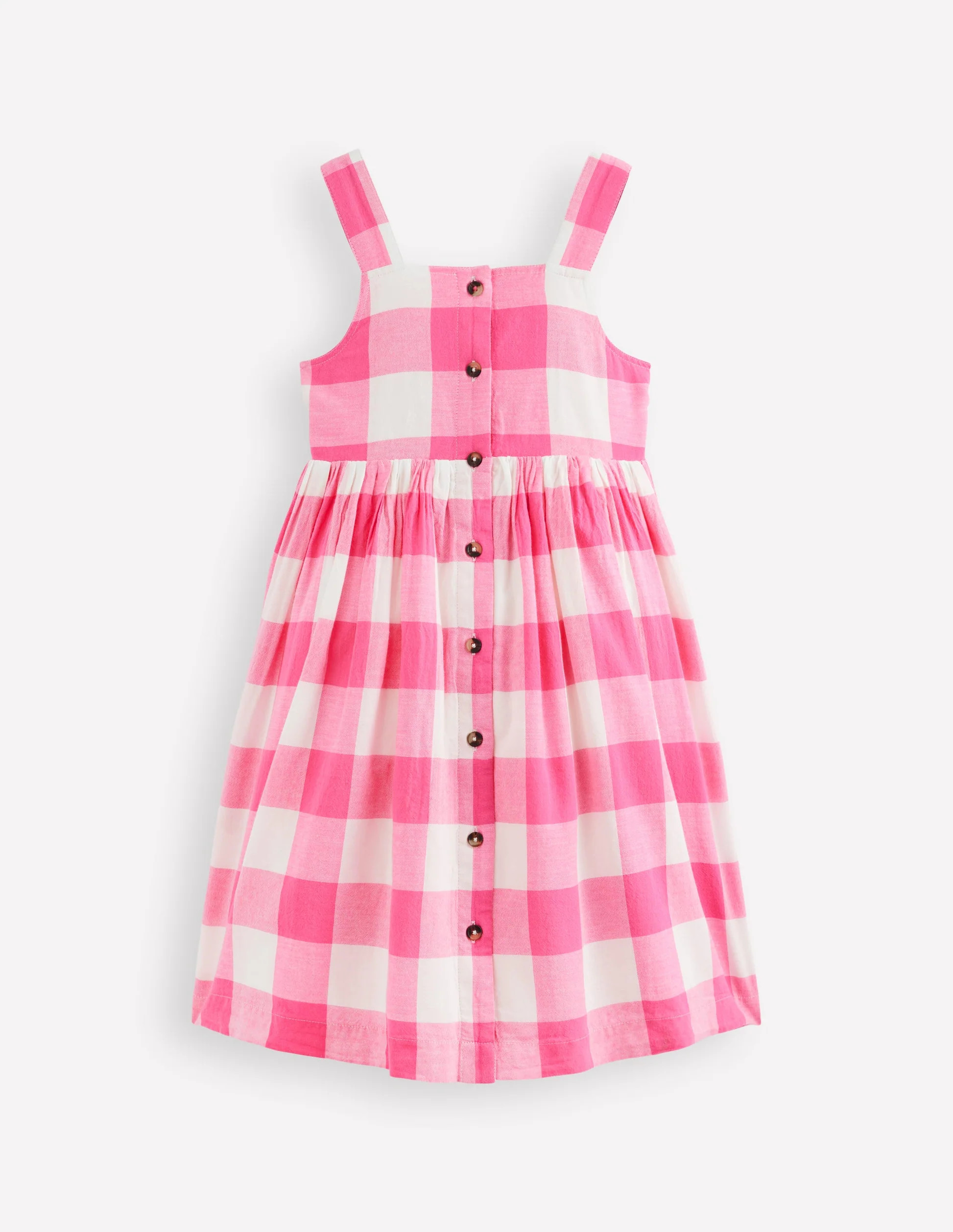 Remy Button Through Dress-Pink Punch Gingham | Boden (US)
