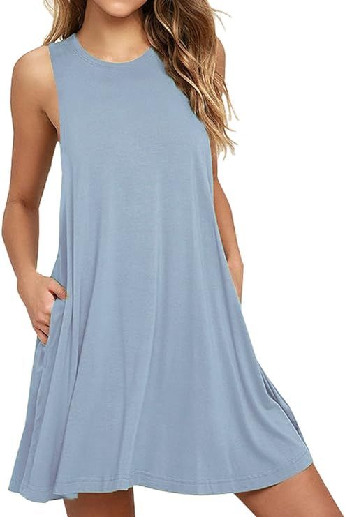 WEACZZY Women Summer Casual Swing T Shirt Dresses Beach Cover up Loose Dress | Amazon (US)