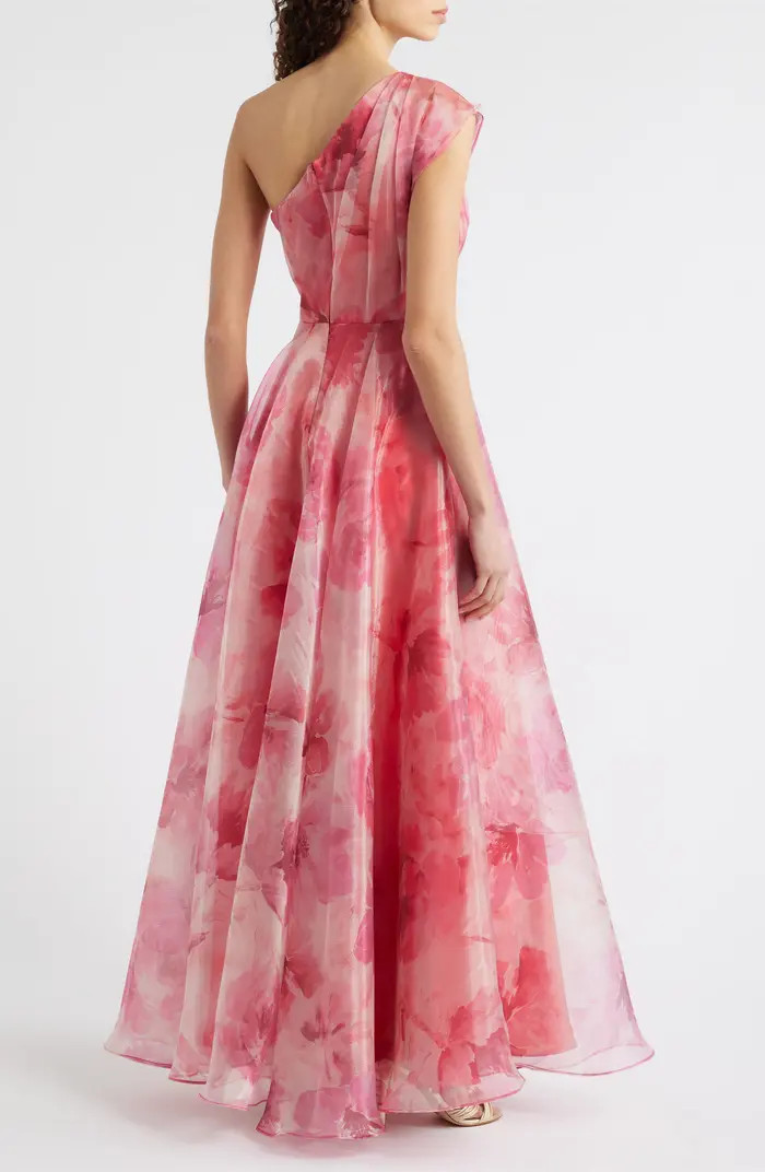 One-Shoulder Floral Chiffon Gown | Nordstrom