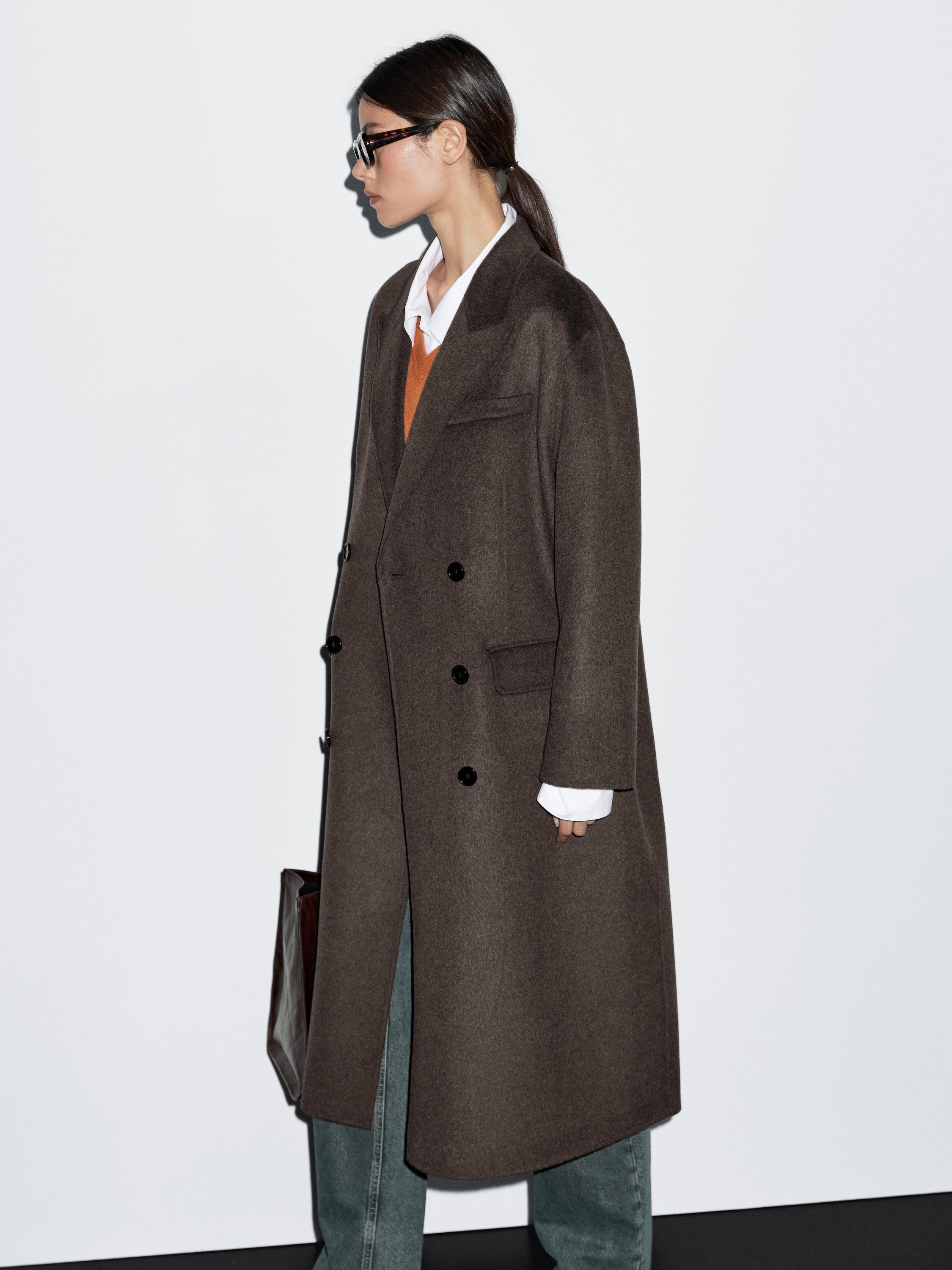 Long wool blend surplice coat | Massimo Dutti US