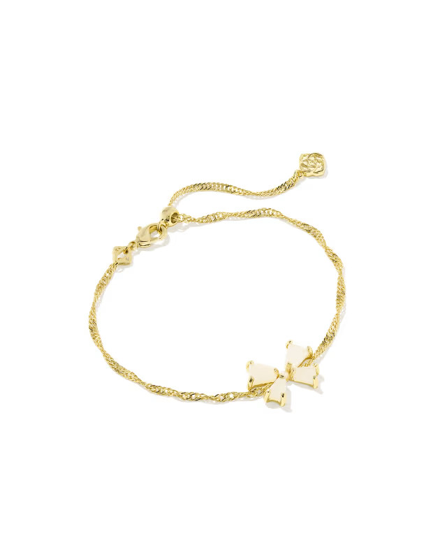 Blair Gold Bow Small Delicate Chain Bracelet in Iridescent Drusy | Kendra Scott