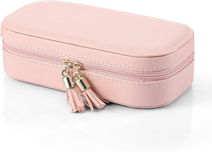 Vlando Small Tassels Travel Accessories Jewelry Box/Bag, Gift Box Packing (Pink) | Amazon (US)