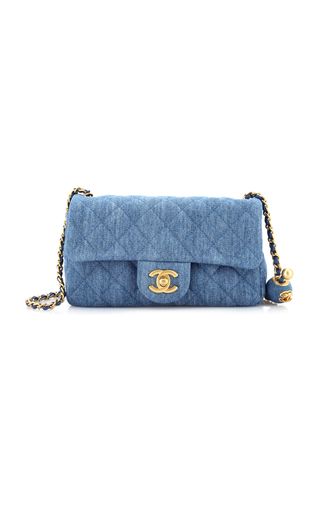 Pre-Owned Chanel Mini Pearl Crush Quilted Denim Flap Bag | Moda Operandi (Global)