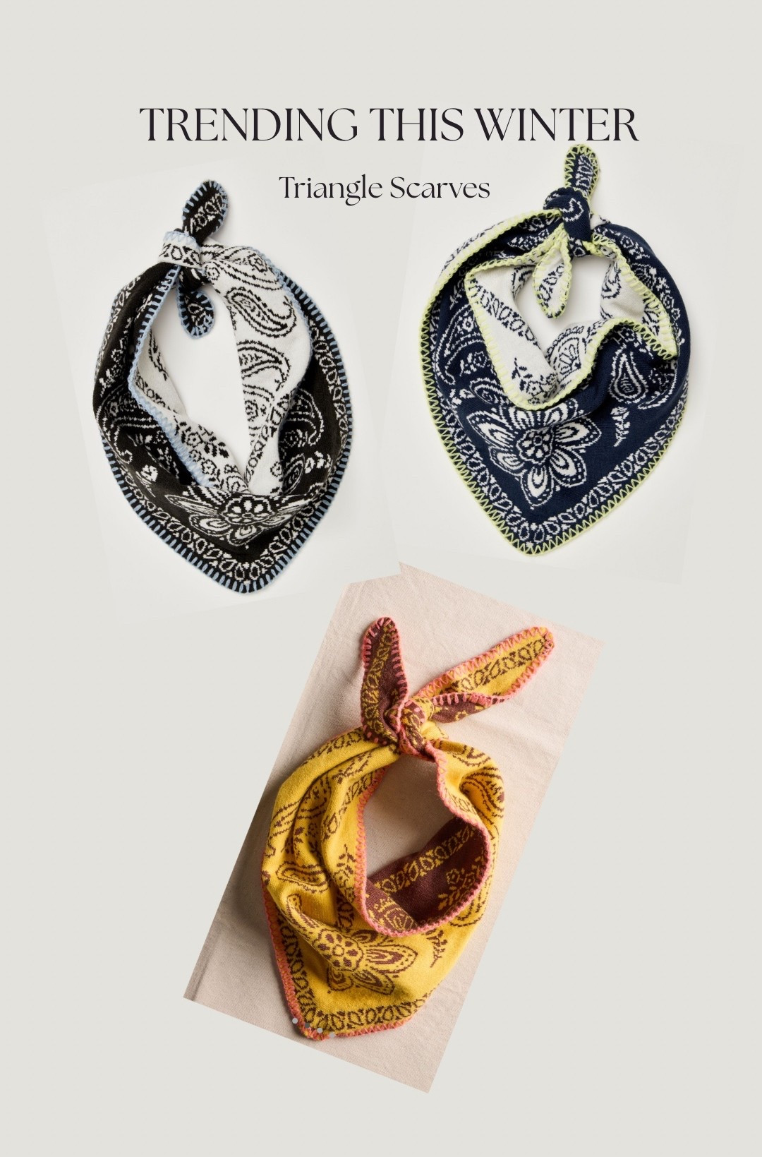 Now trending for this winter bandana print triangle scarves great for layering with any look! Winter accessories ✨👢🧵

#LTKHoliday #LTKootd #LTKGiftGuide