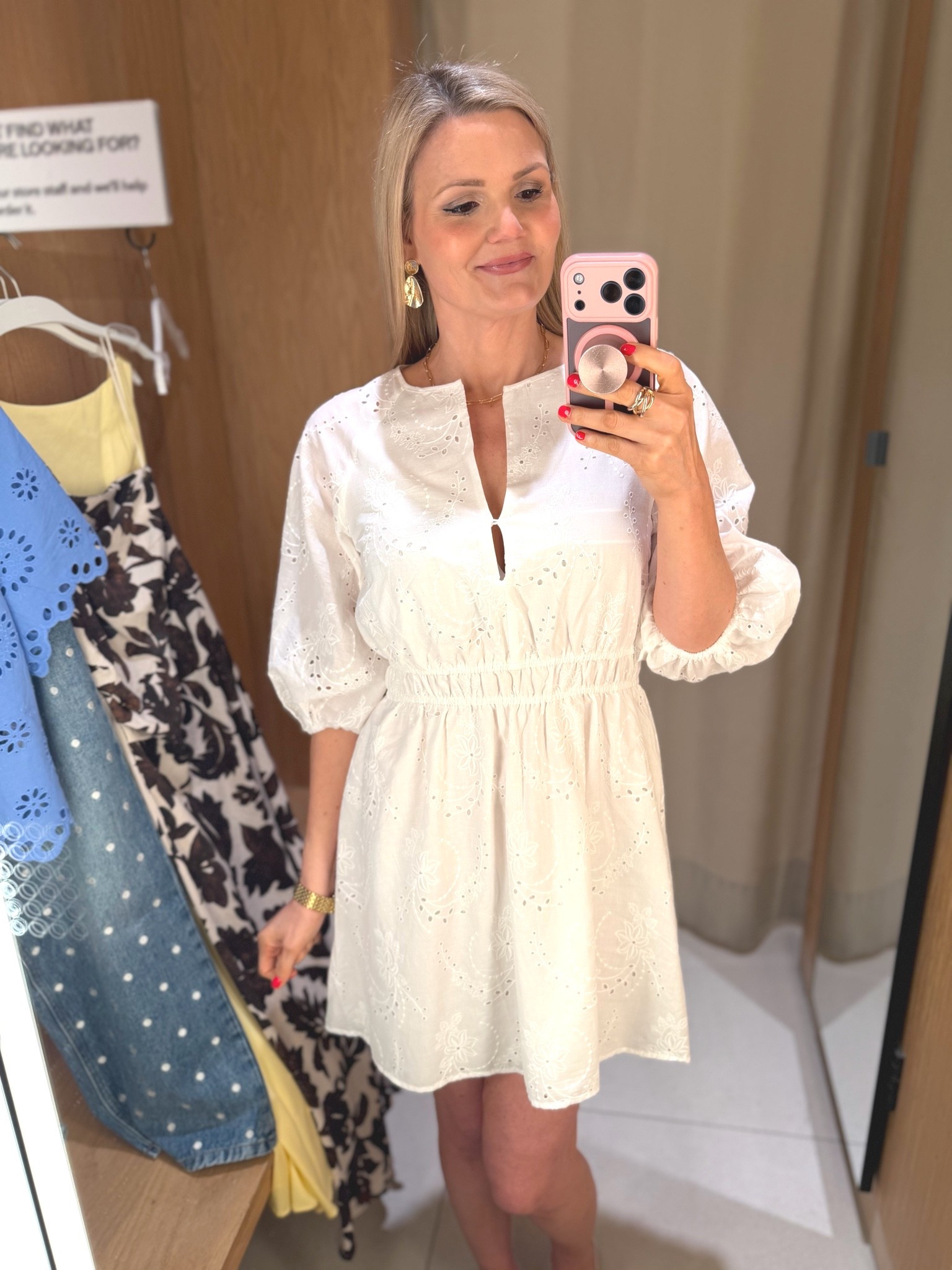Eyelet white dress. Wearing size small.

#LTKootd #LTKTravel #LTKTall