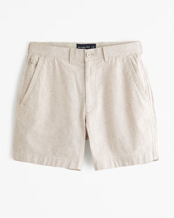 Men's Linen-Blend Plainfront Short | Men's Bottoms | Abercrombie.com | Abercrombie & Fitch (US)