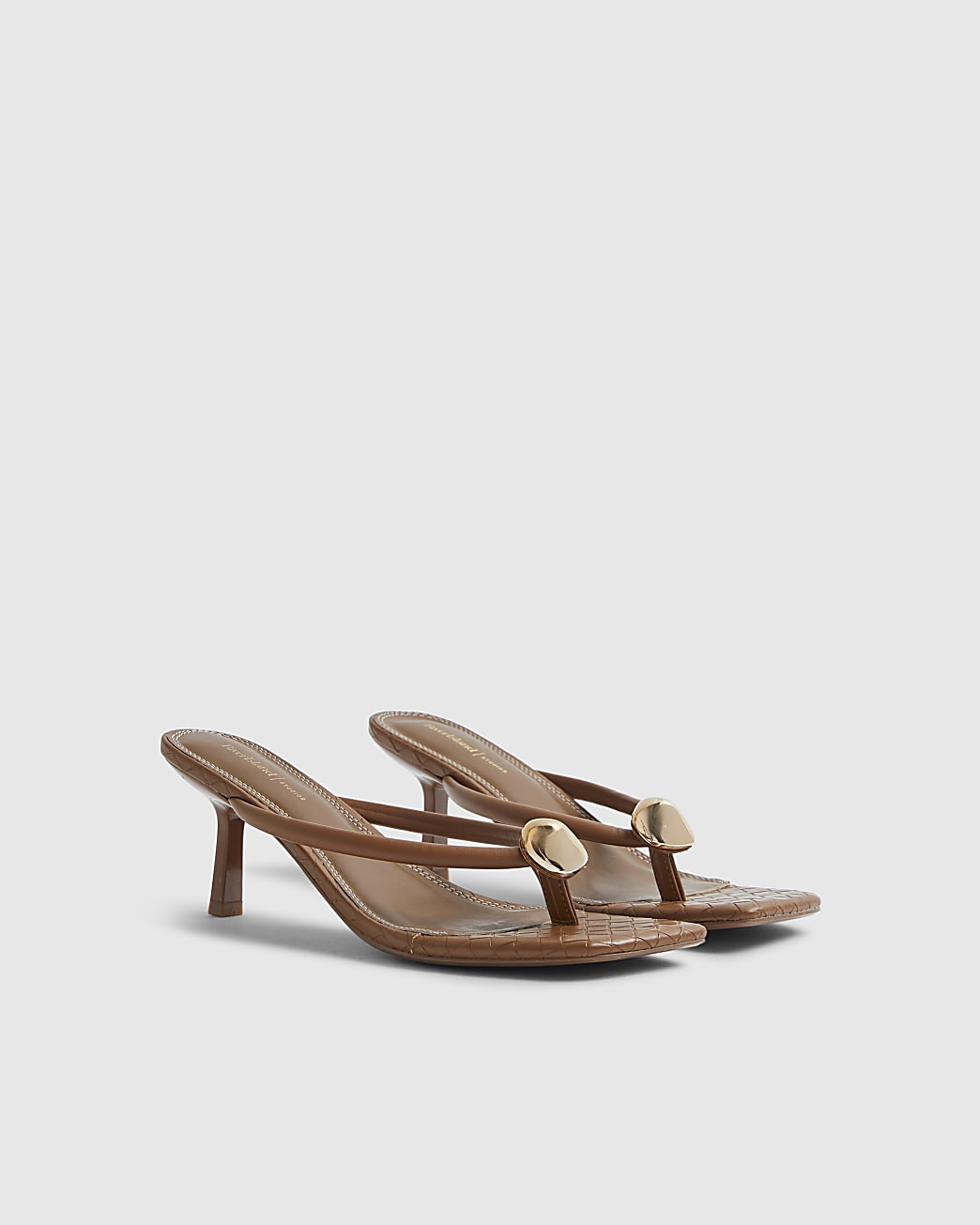 Brown Toe Thong Heeled Sandals | River Island UK & IE