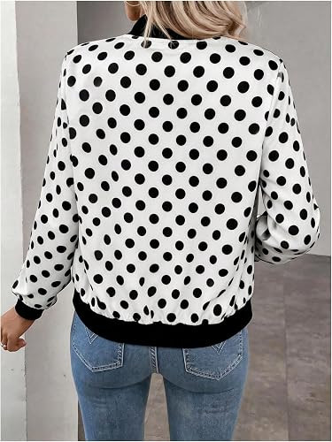 SOLY HUX Women's Polka Dots Bomber Jacket Zip Up Lightweight Jackets | Long Sleeve, Casual Outerw... | Amazon (US)