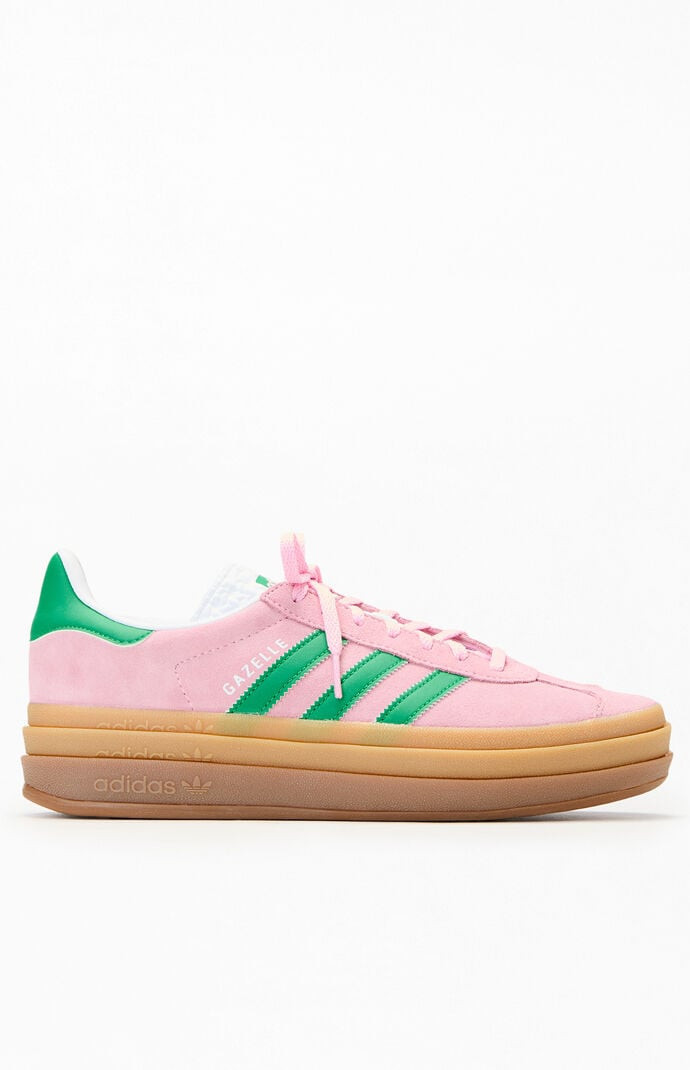 Adidas Women's Green & Pink Gazelle Bold Sneakers in Green/Pink - Size 6.5 | PacSun