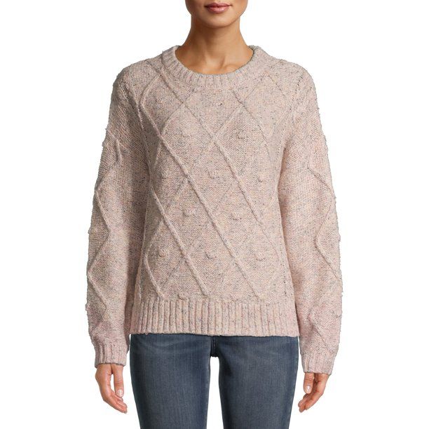 Time and Tru Women's Crewneck Cable Knit Sweater | Walmart (US)