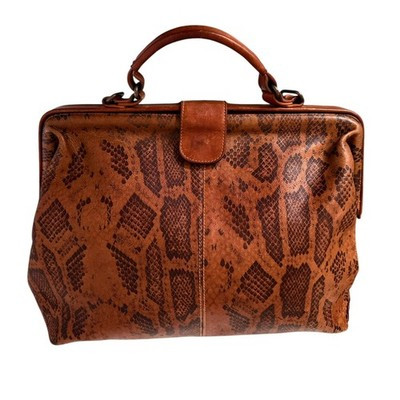 80's Vintage Furla Handbag Genuine Leather with a Phyton Print Framed | eBay US